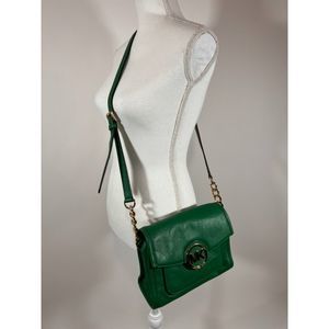 Michael Kors Green Crossbody Bag Purse with Gold Hardware and Adjustable Strap